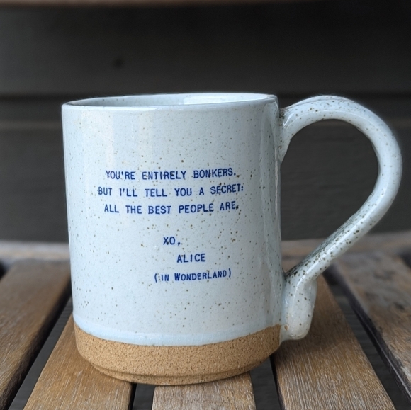 NEW Sugarboo & Co XO Mug - Alice in Wonderland Large Speckled Quote Mug - Picture 1 of 6